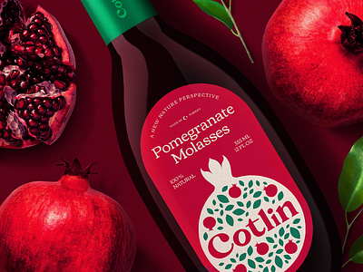 Cotlin Pomegranate Molasses Packaging beverage branding creative dilshad abdeen freelancer graphic design graphic designer illustrator label minimal packaging project simple sri lanka turkey