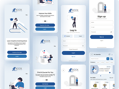 Book_Education app design education home login signup trends ui unboarding