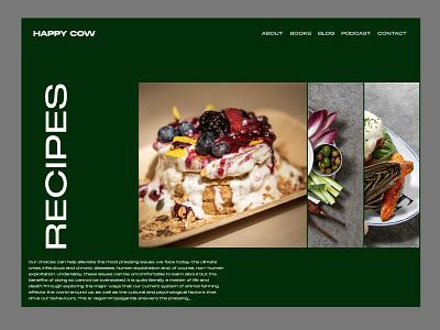 Happy Cow | Vegan Site Concept brutal graphic design minimal recipes responsive ui ux ui uxui vegan web web design