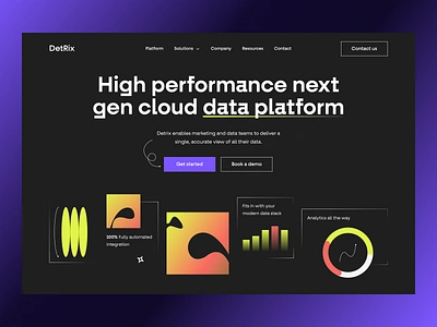 Landing page for integrated data platform: hero section analytics chart data data platform product graph hero banner hero image hero page hero section homepage landing langing page page site statistics stats ui webdesign website