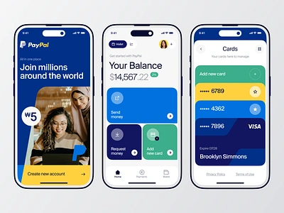 PayPal App Concept analytics applicaton balance bank banking colourful concept credit card finance financial fintech inspiration ios mobile app paypal solvings transactions ui ux visa