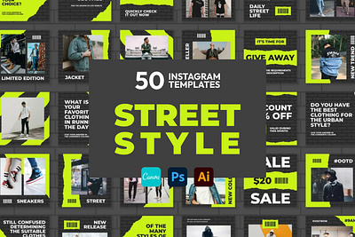 Street Style Neon IG | CANVA-PS-AI 3d animation brand identity branding business branding canva design canva templates design engagement booster facebook templates graphic design highlight cover highlight icons illustration instagram posts instagram stories instagram templates logo motion graphics ui