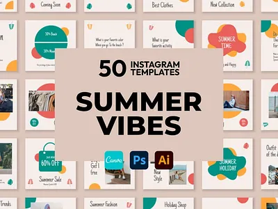 Summer Vibes IG | CANVA-PS-AI 3d animation brand identity branding business branding canva design canva templates design engagement booster facebook templates graphic design highlight cover highlight icons illustration instagram posts instagram stories instagram templates logo motion graphics ui