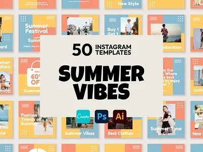 Summer Vibes IG | CANVA-PS-AI 3d animation brand identity branding business branding canva design canva templates design engagement booster facebook templates graphic design highlight cover highlight icons illustration instagram posts instagram stories instagram templates logo motion graphics ui