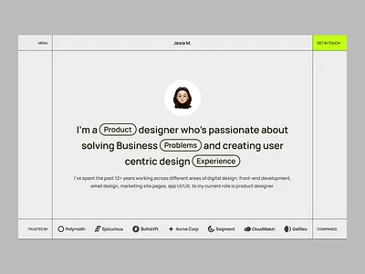 Personal website 2023 clean cv header hero design landing page minimal personal personal website portfolio product designer trendy ui ui ux web design web ui
