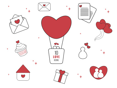 Line Love Icons graphic design illustration line icons love saint valentine vector