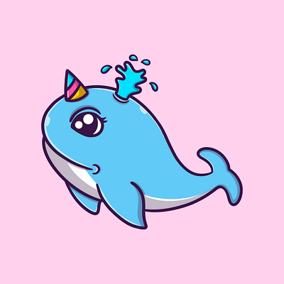 Cute orca vector icon illustration cartoon character cute design fish illustration orca sea