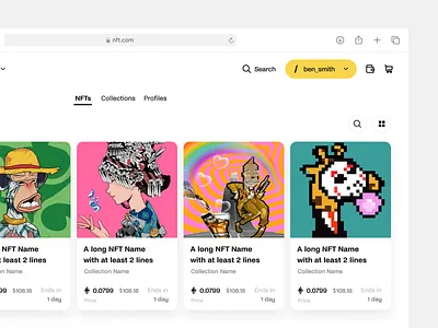 NFT Marketplace app branding collections crypto design market marketplace nft nft card nft marketplace nfts profile profiles sale site snippets ui ux wallet web