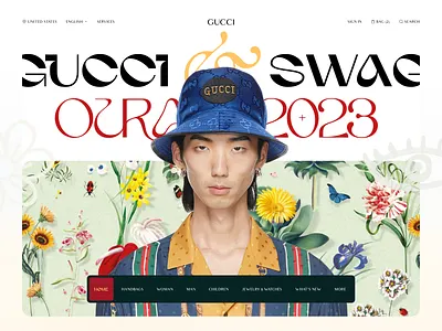 Gucci Website Concept by tmrw. brand colorful design fashion floral gucci logo luxury tmrw typography ui uiux vietnam