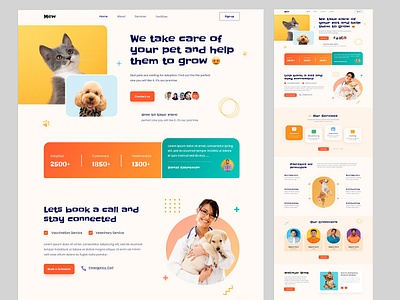 Mew Pets Care Web Landing Page 3d animation app ui branding car web ui design graphic design illustration logo motion graphics social media ui ui ux