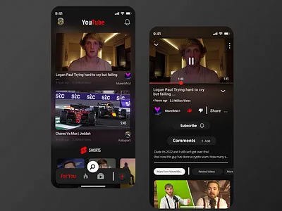 YouTube Mobile Redesign app branding design graphic design illustration logo minimal redesign ui ux vector youtube