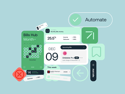Bills Management Calendar Visual Experience and UI Components bills calendar clean dashboard design inspiration interface management minimal paier payment personal finance plan schedule tasks typography ui ui design ux uxdesign
