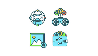 Crypto Icons bitcoin btc crypto crypto games cryptocurrency games icon icon design icon set illustration metaverse nft tokens vector wallet