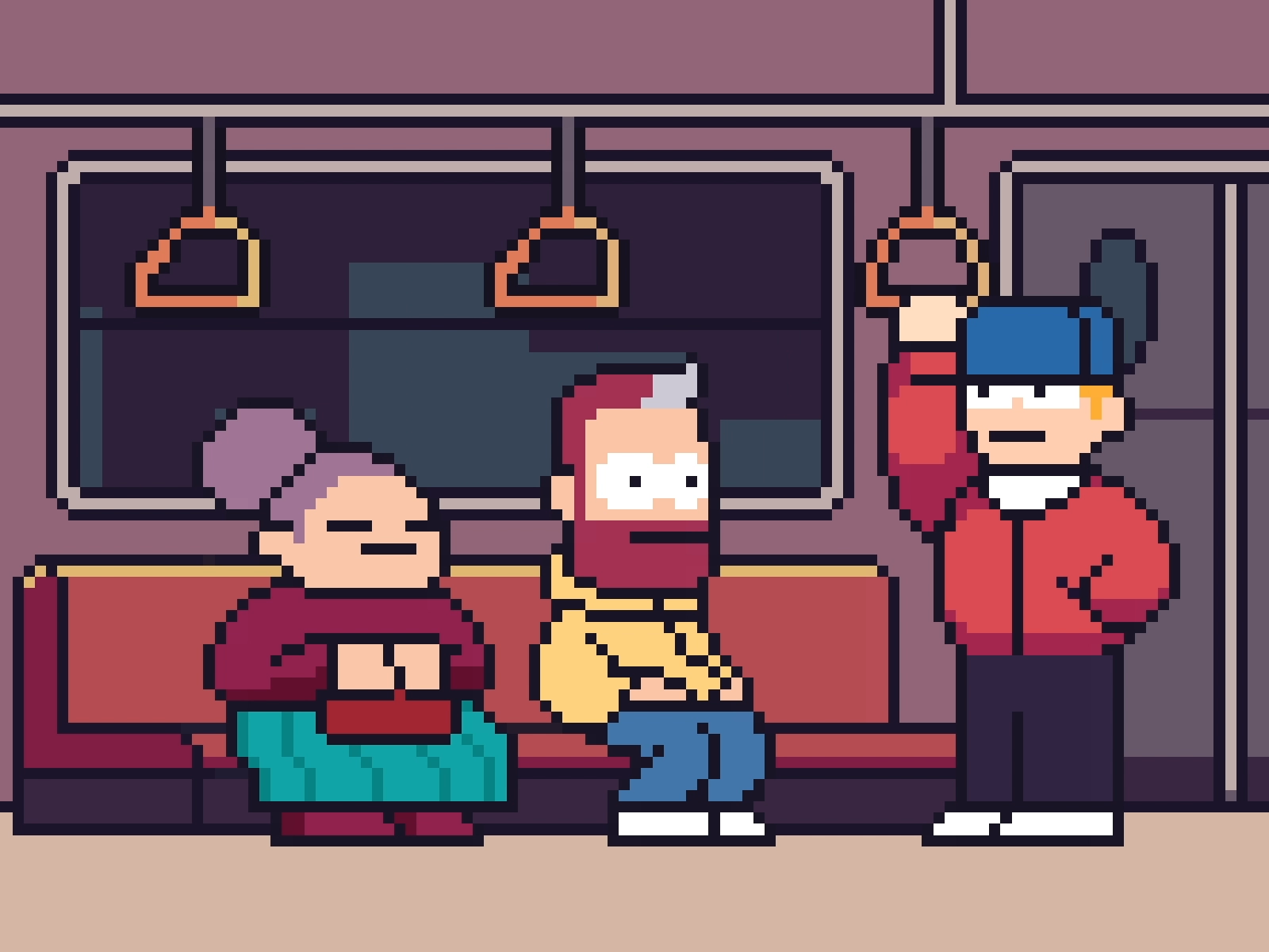 Commuting Kombat 16bit after effects animation frame by frame illustration loop pixel art