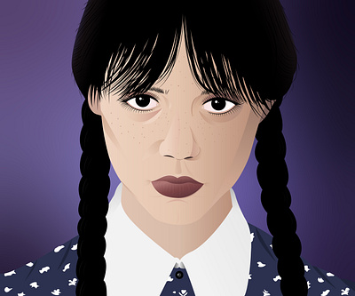 Wednesday addams family character design design fun art graphic design illustration vector vector illustration wedenesday wedenesday addams