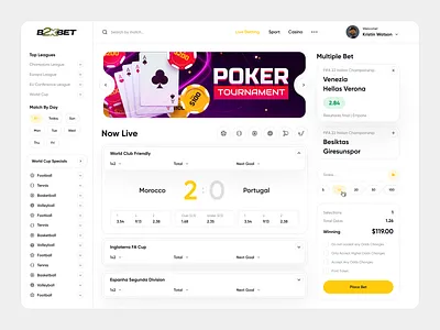 Sports betting dashboard | Light betting casino clean dashboard dashboard design light mode minimal sport ui ui inspiration ui ux design web web design website design