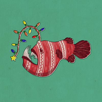 Festive Angler Fish - Personal Christmas Card Design 2022 adobe illustrator adobe photoshop card design character design christmas design digital art festive fish graphic design illustration