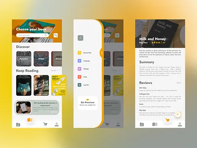 Book library app app bookclub books branding design graphic design illustration library ui ux