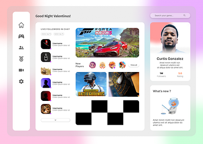 Live Streaming Platform for Gaming design desktop gaming live streaming ui ux
