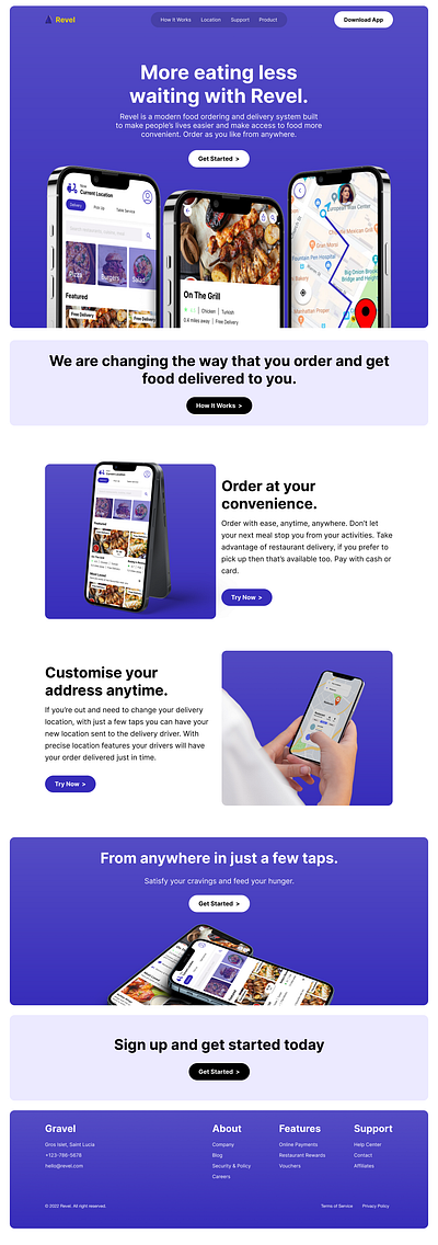 Revel - Food Delivery Website | Hero Section burger concept cooking delivery eating food and drink food delivery app food delivery landing page food delivery service food order foodie hero section home page interface landing page pizza restaurant ui ux website design