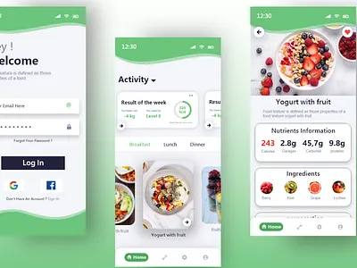 Diet app Ui diet ui dietapp graphic design health app ui uiux