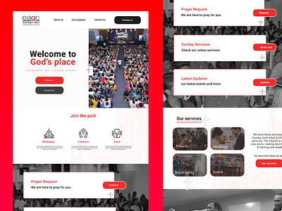 Church Website branding church website graphic design minimalistic red and white typography ui ux web web design website