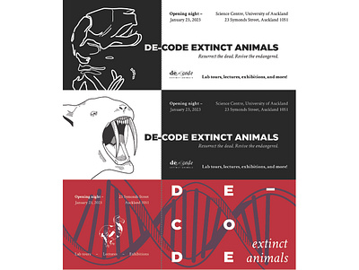 'De-code Extinct Animals' - Promotional Tickets branding design event exhibition graphic design illustration logo minimalist pamphlet promotion promotional tickets ui vector