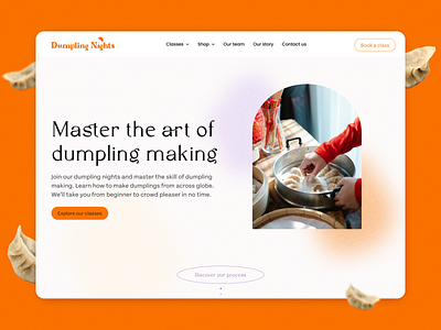 Dumpling Nights 🥟 Cooking Academy Website cooking school cooking ui daily ui dumplings food ui home page landing page logo ui uiux ux web web design