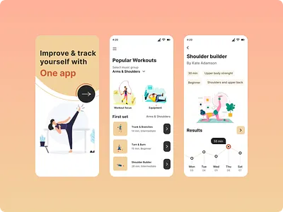 Workout App app design illustration typography ui