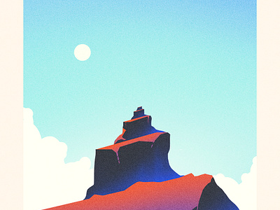 Mystic Rock desert gig poster grit illustration mountain mystery mystic retro rock rock formation sky sun surreal texture ui ux vintage