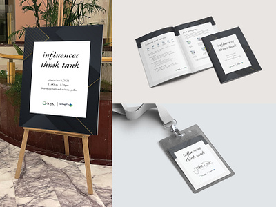 Influencer Think Tank Collateral - Onyx badge booklet brochure composition design editorial editorial design event event collateral event marketing graphic design illustrator indesign layout layout design marketing collateral print print design program signage