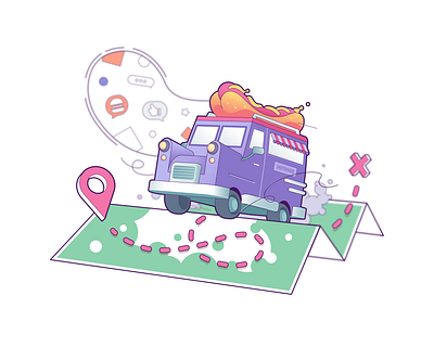 The little carb truck 2d character adobe illustrator app car cartoon cartoon character character design delivery design fastfood illustration truck vector