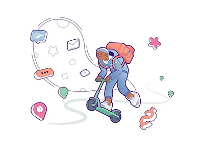 ...another heroic delivery man 2d character adobe illustrator cartoon cartoon character character design delivery design illustration scooter vector