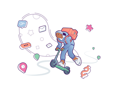 ...another heroic delivery man 2d character adobe illustrator cartoon cartoon character character design delivery design illustration scooter vector
