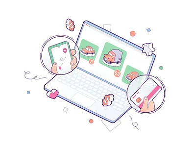 choice of car 2d character adobe illustrator app car cartoon cartoon character character design delivery illustration vector