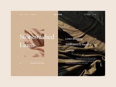 Lie Down | Linen Clothing & Home Textile adaptive bedding concept design ecommerce interface linen responsive store ui web webdesign