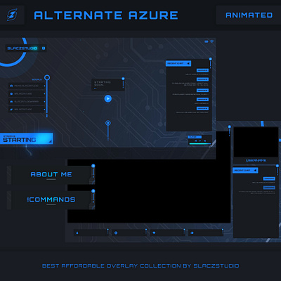 Alternate Azure - Animated Twitch Overlay after effect animated overlay animation design gaming illustration overlay stream stream overlay streamer twitch twitch overlay twitch screen