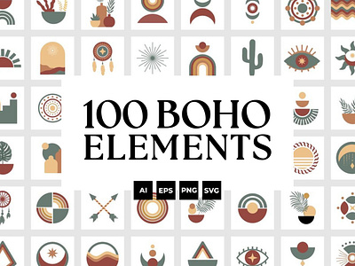Bohemian Elements | AI-EPS-PNG-SVG 3d animation bohemian element boho chic boho element boho fashion brand identity branding business branding canva design canva templates design engagement booster facebook templates graphic design highlight cover illustration logo motion graphics ui