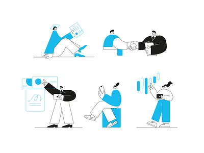 Illustrations for Brokers branding character design flat illustration ui vector