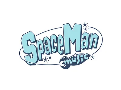 Spaceman Music Logo design illustration logo typography
