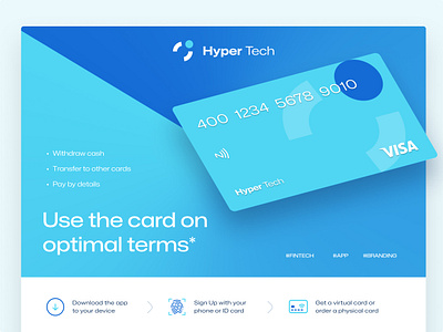 Hero Page for a Fintech App I Hyper Tech Design branding card colors dashoboard e banking finance fintech app fonts hero page inspiration interface minimalism ui user interface ux