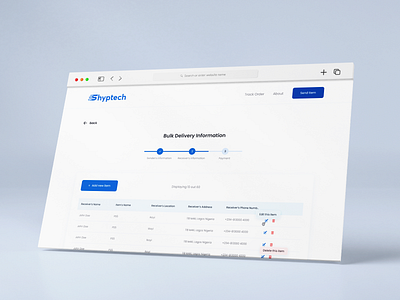 Bulk Delivery Table UI delivery design product service shipping table table ui ui ui design