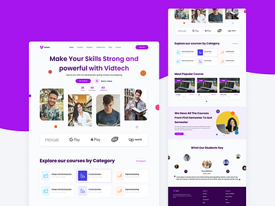 Vidtech Course Website UI app app design app ui course website ui design ed tech website illustration logo ui ui ux ui ux design website ui