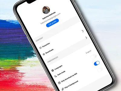 Edit profile page app graphic design ui