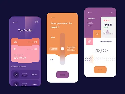 Wallet Investment Mobile App app clean design flat mobile ui ux