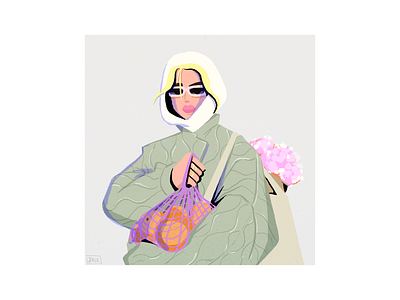 Winter sun colour design drawing fashion illustration paris style