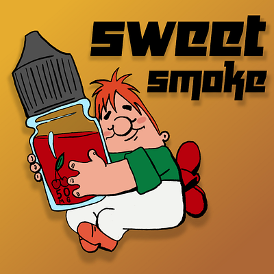 Дизайн стикеров для онлайн-магазина вейп-продукции "Sweet Smoke" design graphic design illustration дизайн стикеров