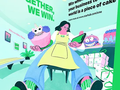 'Together We Win' campaign artist branding colour creative design illustration jsr small business starhub vibrant