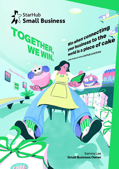 'Together We Win' campaign artist branding colour creative design illustration jsr small business starhub vibrant