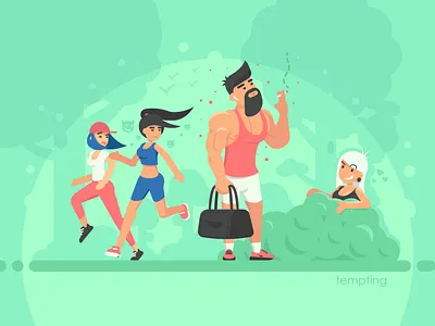 Tempting character flat game art girls illustration inktober inktober2022 love man tempting vector